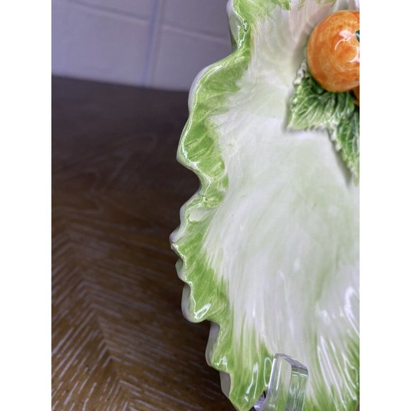 The Mane Lion Ceramic Leaf Tray Dish Orange Tangerine‎ Fruit Flower Italy Candy - Picture 7 of 16